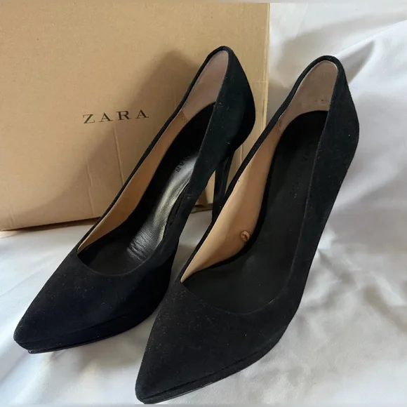 Zara Black Platform Pumps - Picture 1 of 7